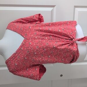 Lucky Brand Pink Floral Tie-Front Top